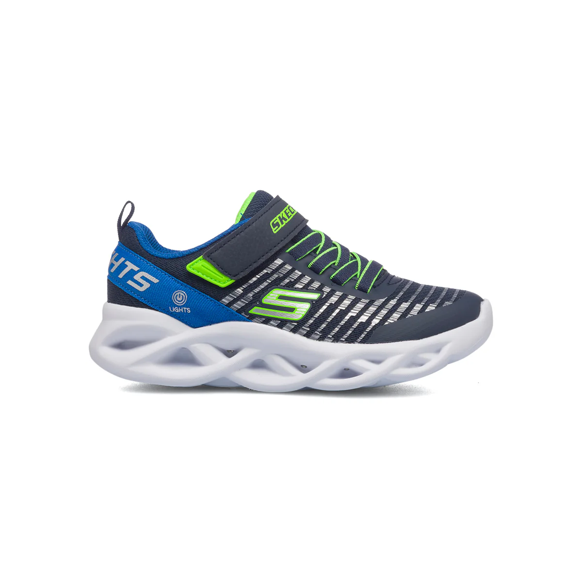 Scarpe sportive blu da bambino con luci nella suola Skechers S-Lights Twisty Brights