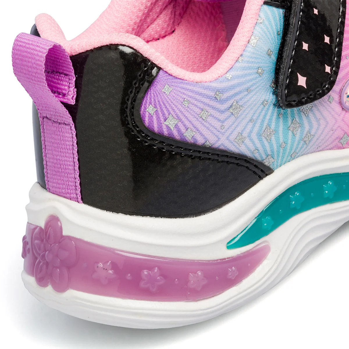 Scarpe sportive fucsia e lilla da bambina con luci nella suola Skechers S-Lights Power Petals - Image 12