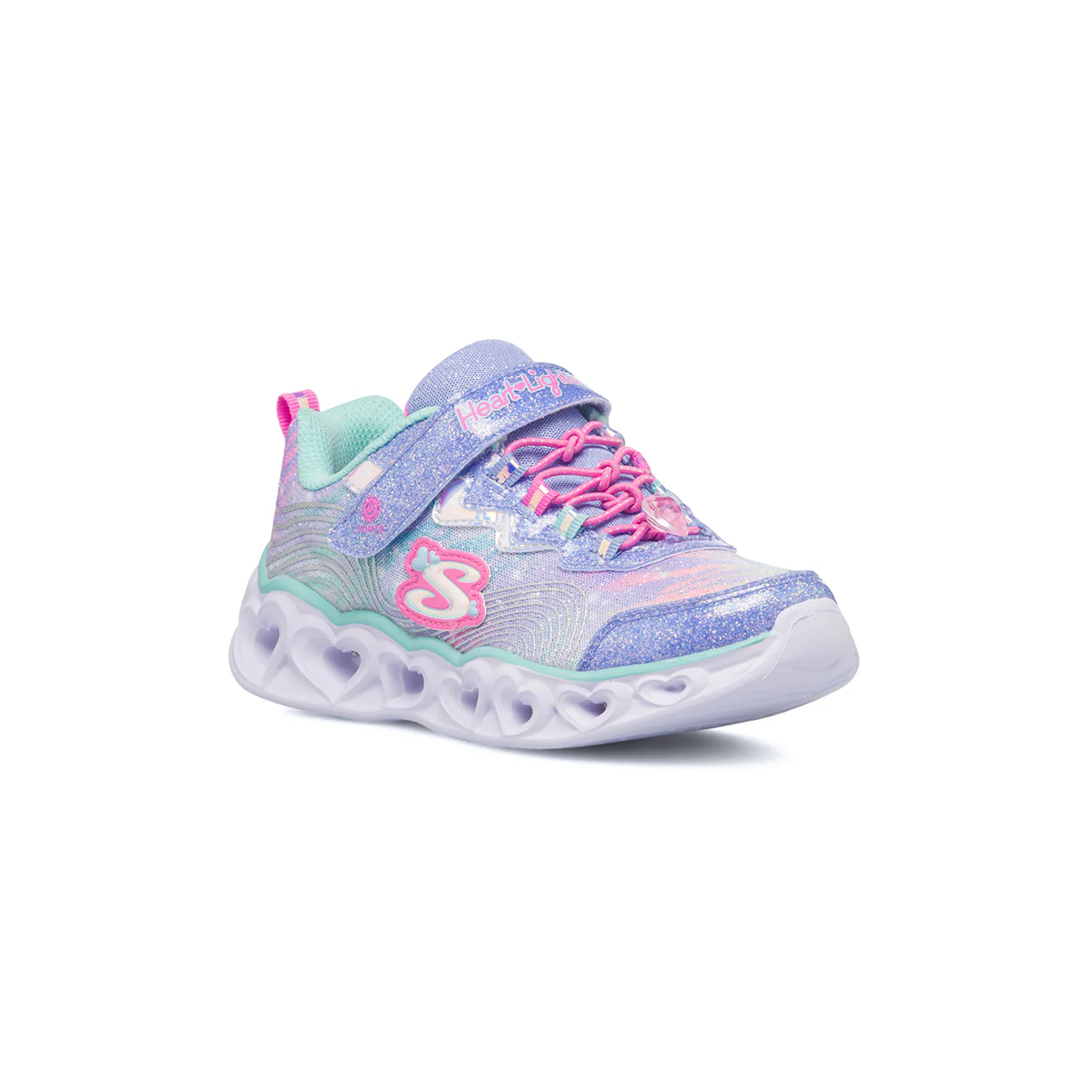 Scarpe sportive lilla da bambina con luci Skechers S-Lights Heart Lights - Image 2