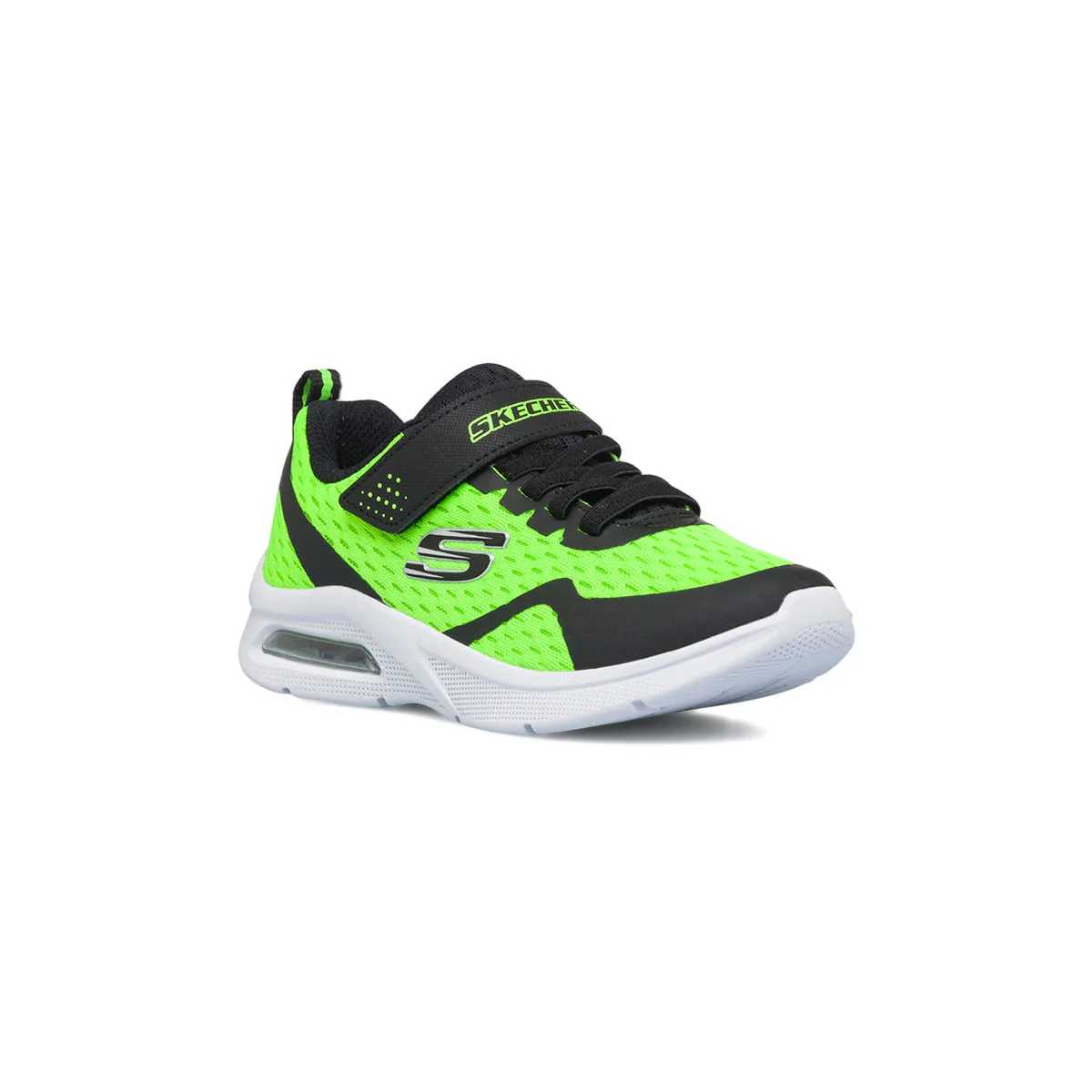Scarpe sportive lime e nere da bambino con suola ad aria Skechers Microspec Max - Image 2