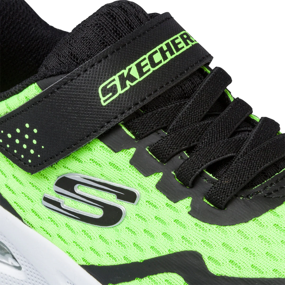 Scarpe sportive lime e nere da bambino con suola ad aria Skechers Microspec Max - Image 4