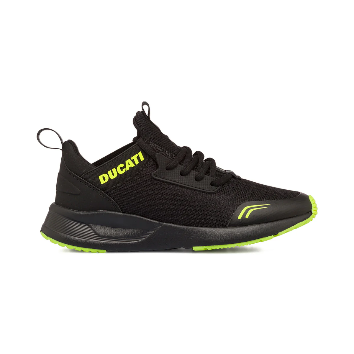 Scarpe sportive nere da ragazzo con dettagli giallo fluo Ducati Foresto K