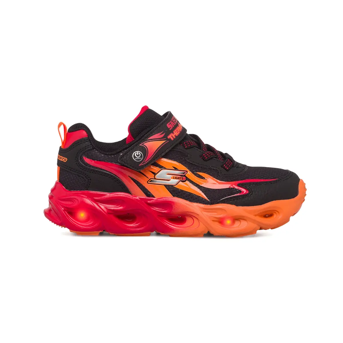 Scarpe sportive nere e arancioni da bambino con luci Skechers S-Lights: Thermo Flash - Heat-Flux