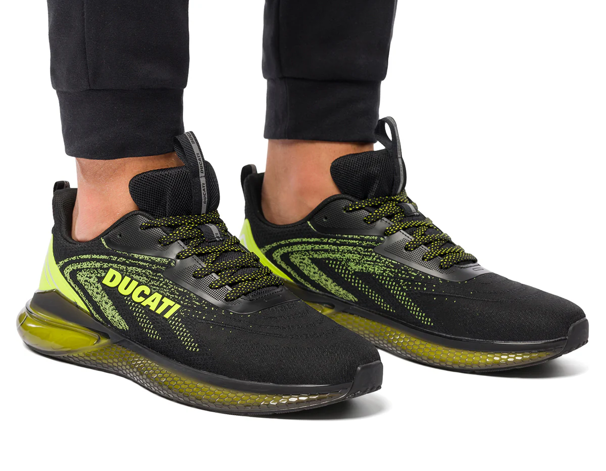 Scarpe sportive nere e giallo fluo da uomo Ducati Road Runner
