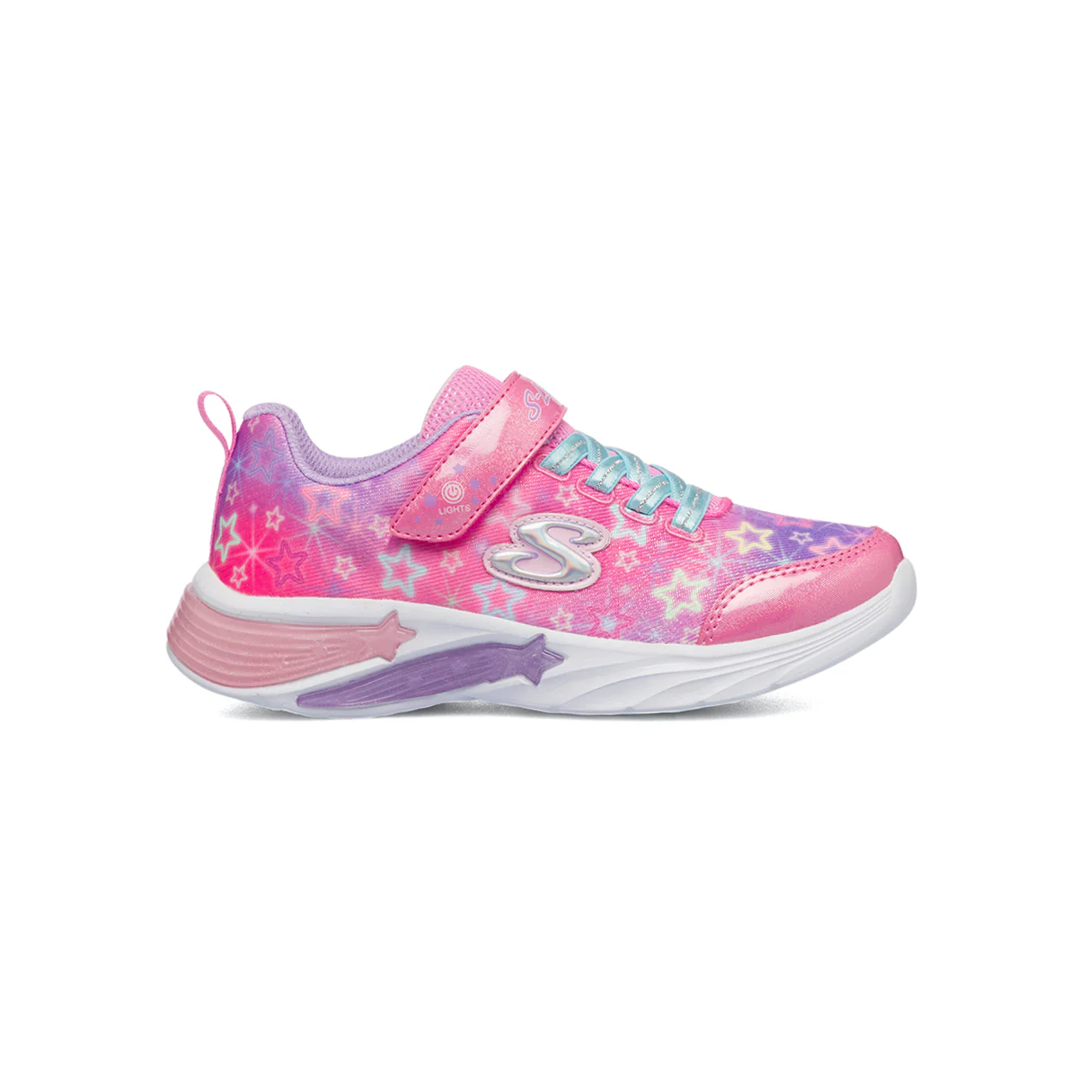 Scarpe sportive rosa da bambina con luci nella suola Skechers S-Lights Star Sparks