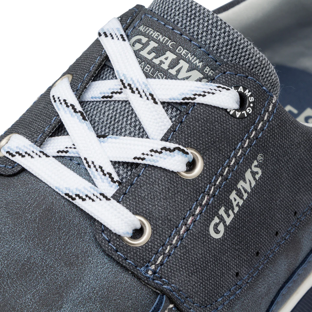 Scarpe uomo blu con suola flessibile e lacci in contrasto Glams - Image 4
