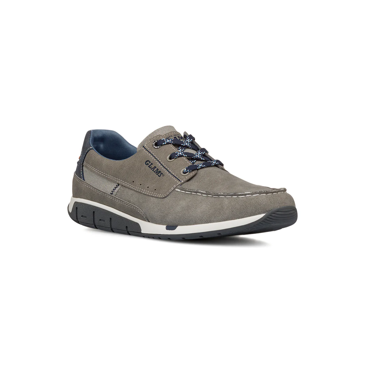 Scarpe Uomo effetto Scamosciato Grigio con suola flessibile e lacci sportivi Glams - Image 2