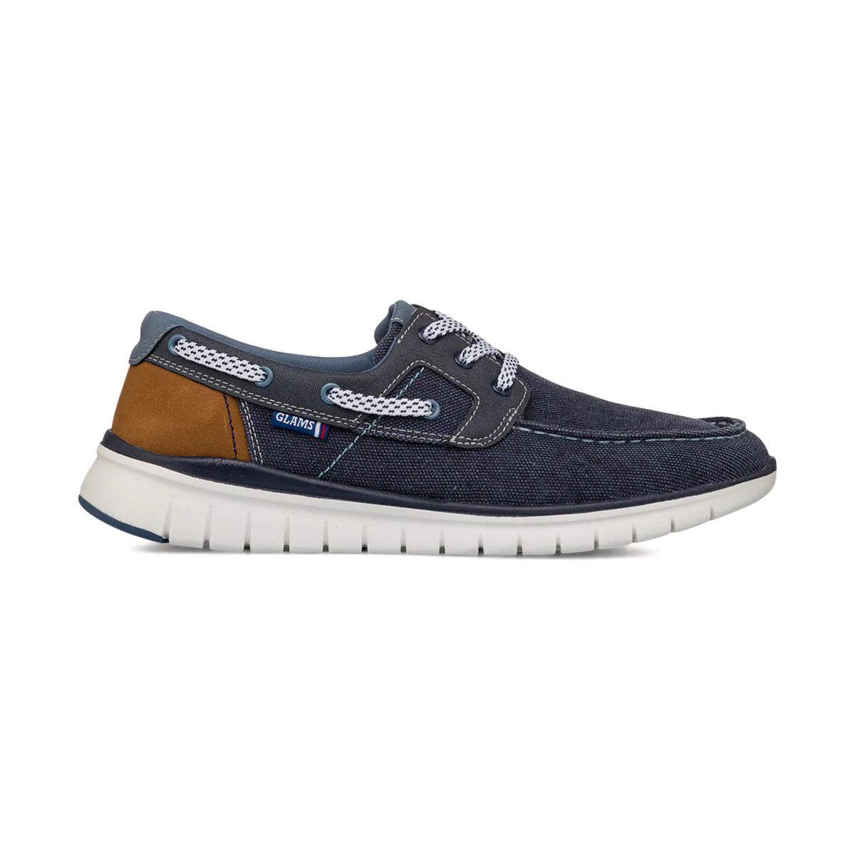 Scarpe Uomo in Tessuto effetto jeans con suola flessibile e lacci Glams