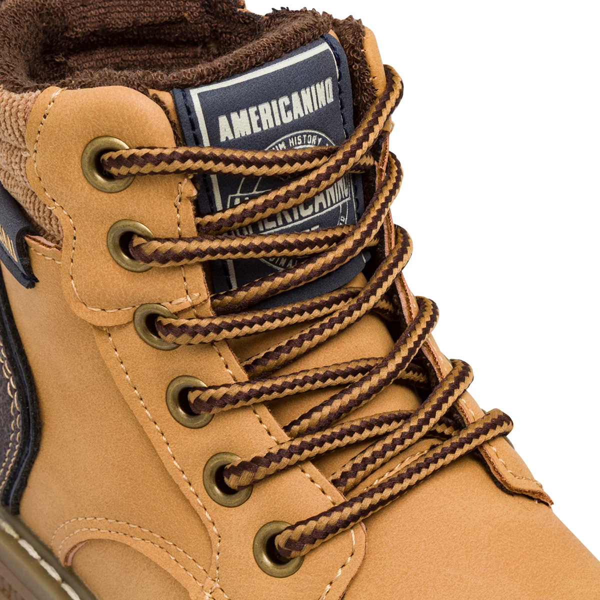 Scarponcini Americanino da bambino ocra con chiusura zip e lacci - Image 6