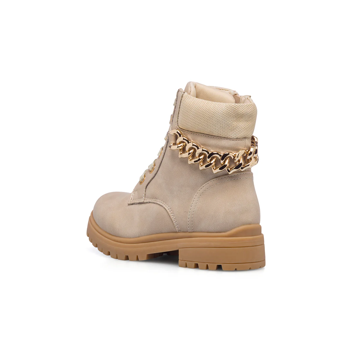 Scarponcini beige da bambina con maxi-catena 10 Baci - Image 3