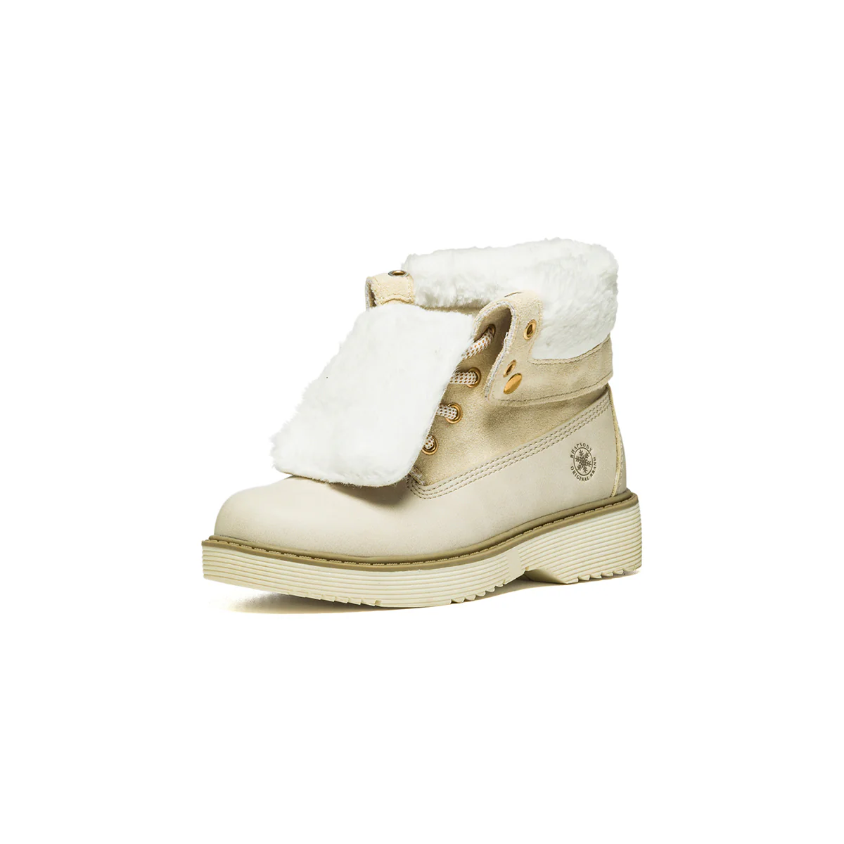 Scarponcini beige in similpelle e tessuto con imbottitura con pelo Rapsody - Image 2