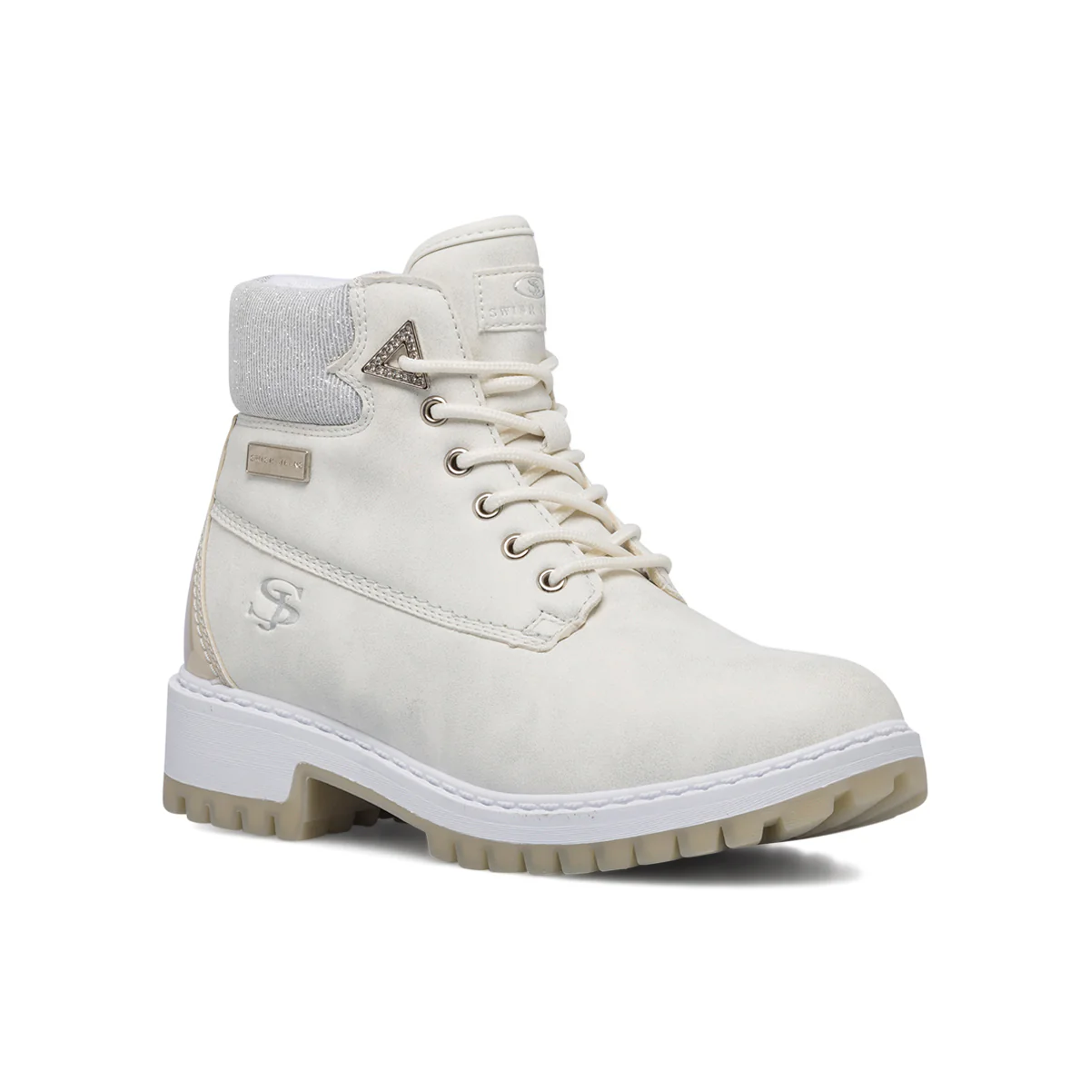 Scarponcini bianchi da donna con glitter sul colletto Swish Jeans - Image 2