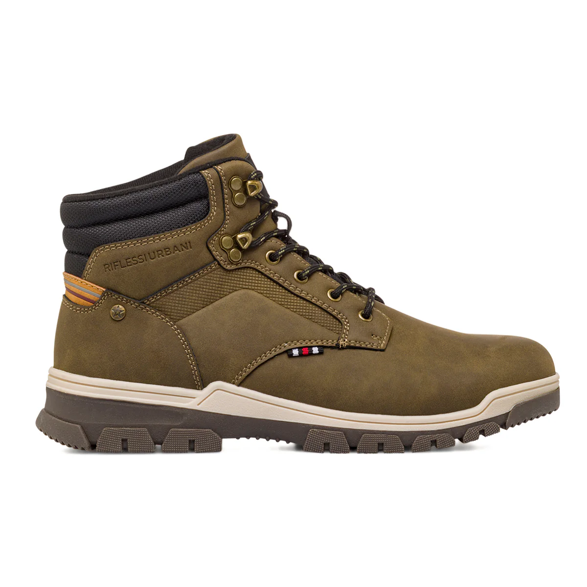 Scarponcini da uomo khaki con cuciture a vista Riflessi Urbani
