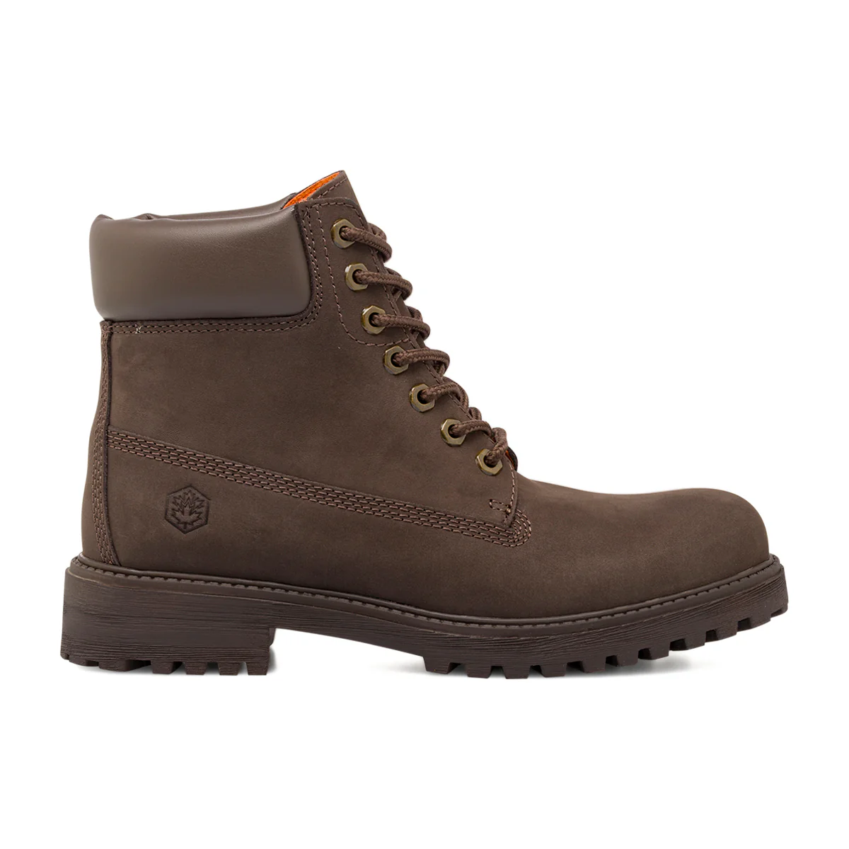 Scarponcini da uomo marroni Lumberjack in pelle con colletto imbottito