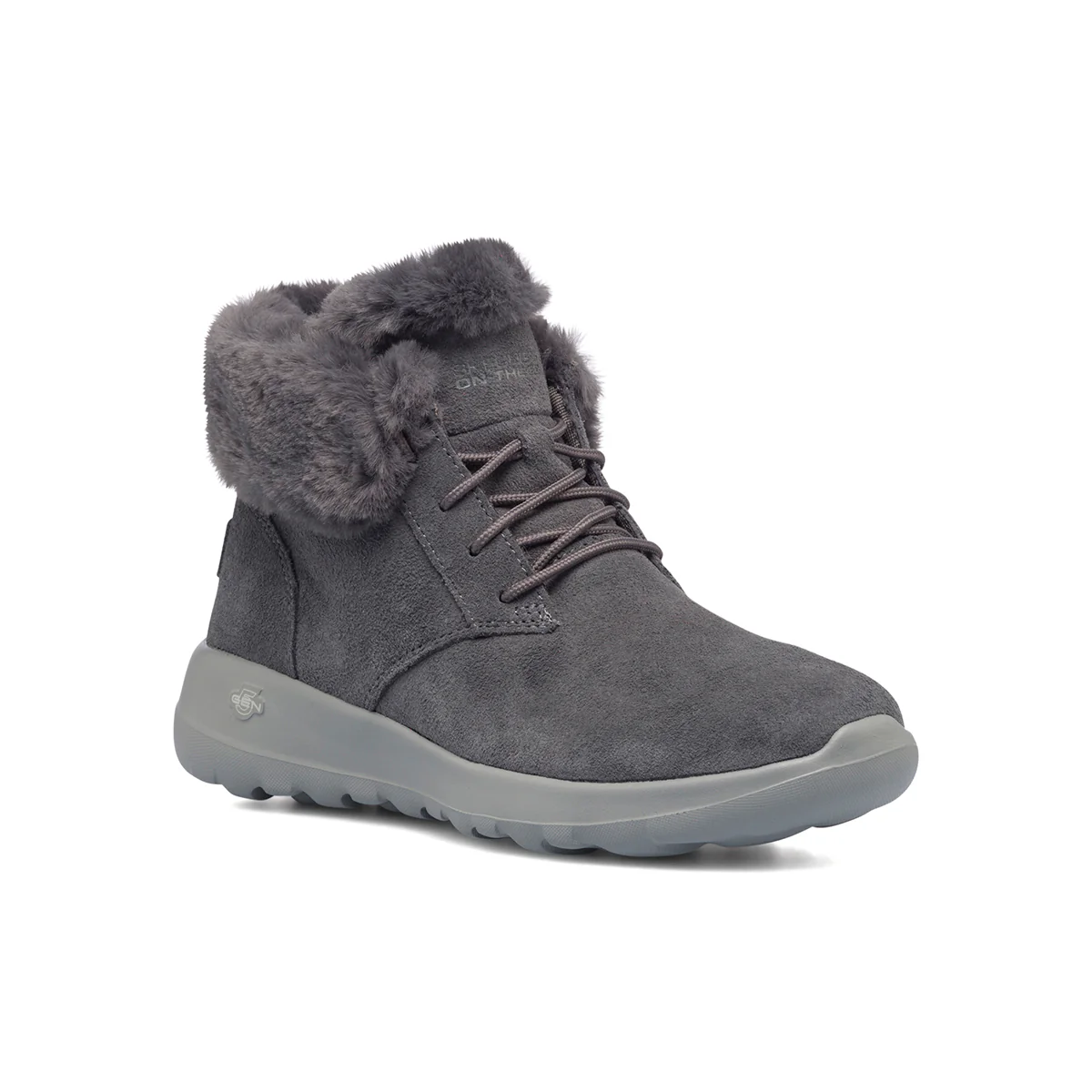 Scarponcini grigi in pelle scamosciata con colletto imbottito Skechers On The Go Joy Lush - Image 2