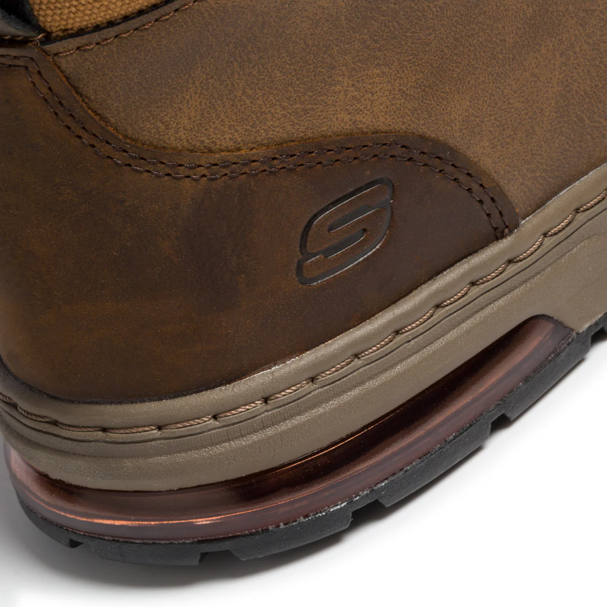 Sneakers alte marroni in pelle con colletto imbottito e patch logo Skechers - Image 7