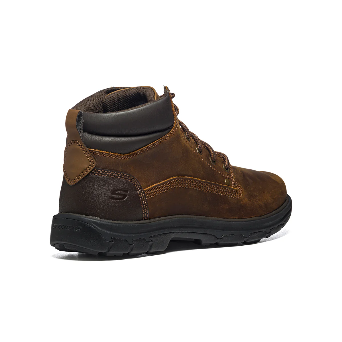 Scarponcini marroni in pelle con occhielli in metallo e colletto imbottito Skechers - Image 3