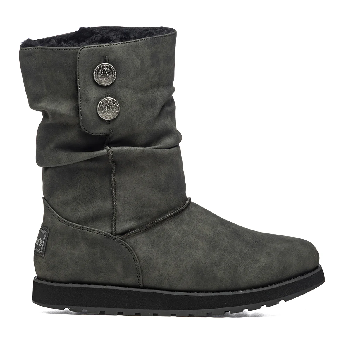 Scarponcini neri con colletto imbottito e bottoni argento Skechers