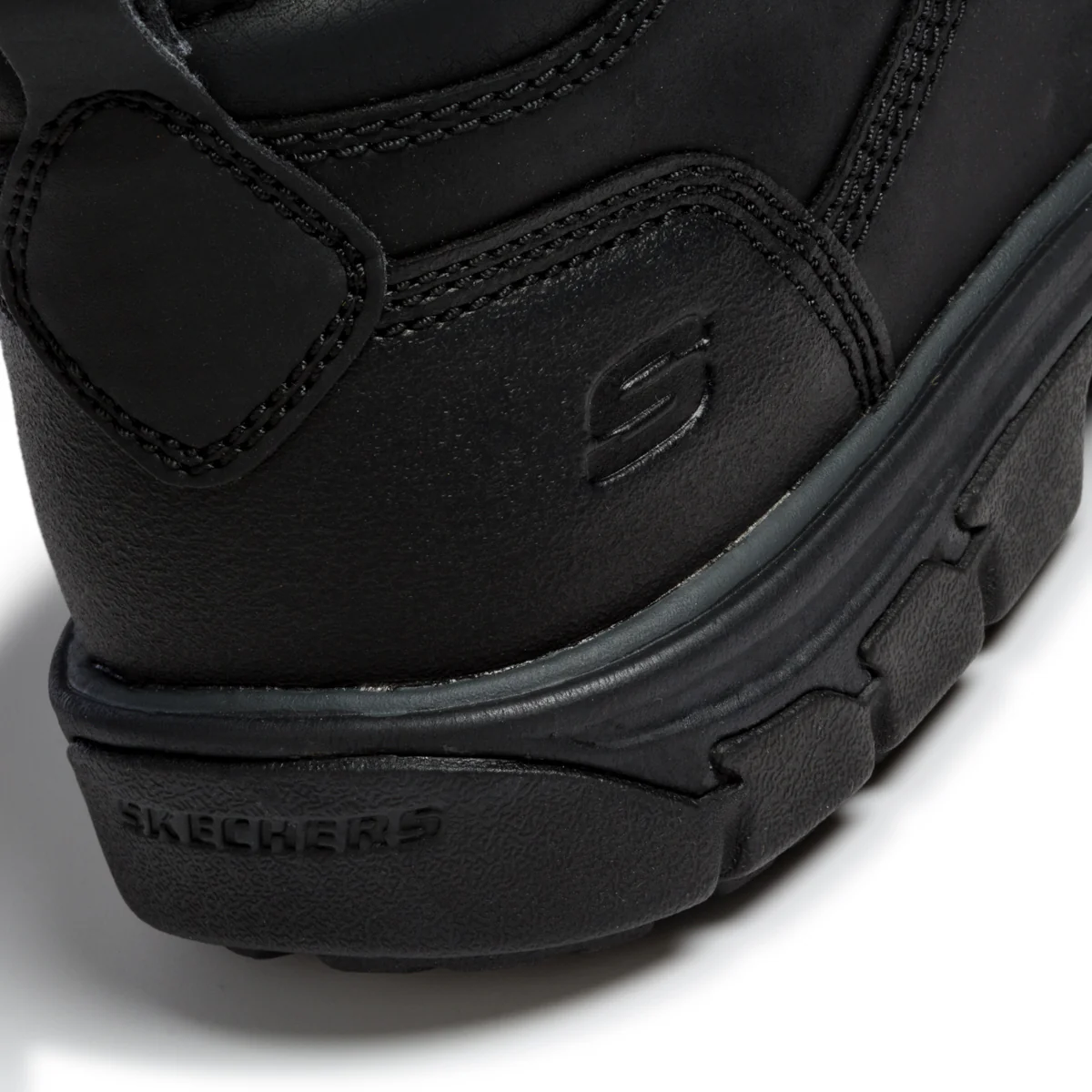 Scarponcini neri in pelle con occhielli in metallo e logo Skechers - Image 7