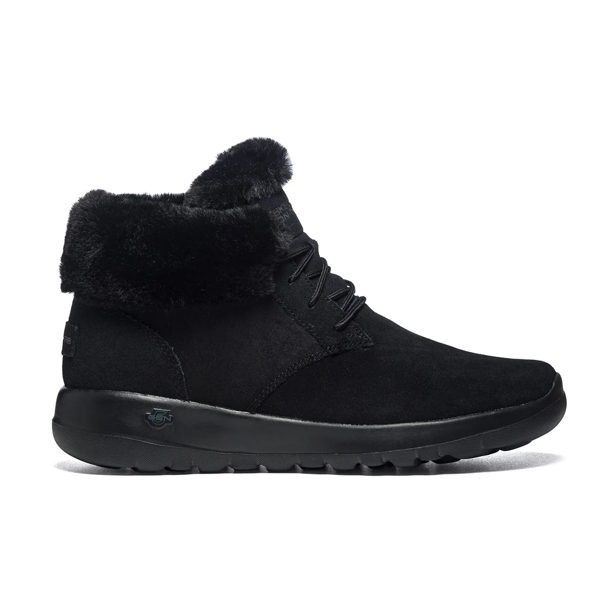 Scarponcini neri in pelle scamosciata con colletto imbottito Skechers