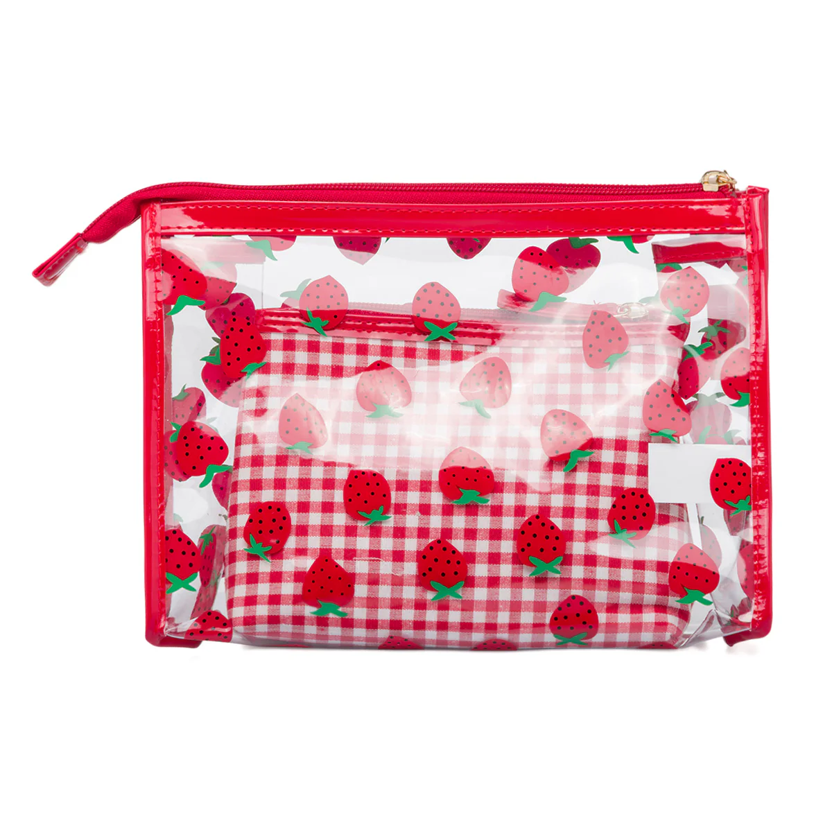 Set Beauty Case rosso con stampa fragole Camomilla Milano - Image 3