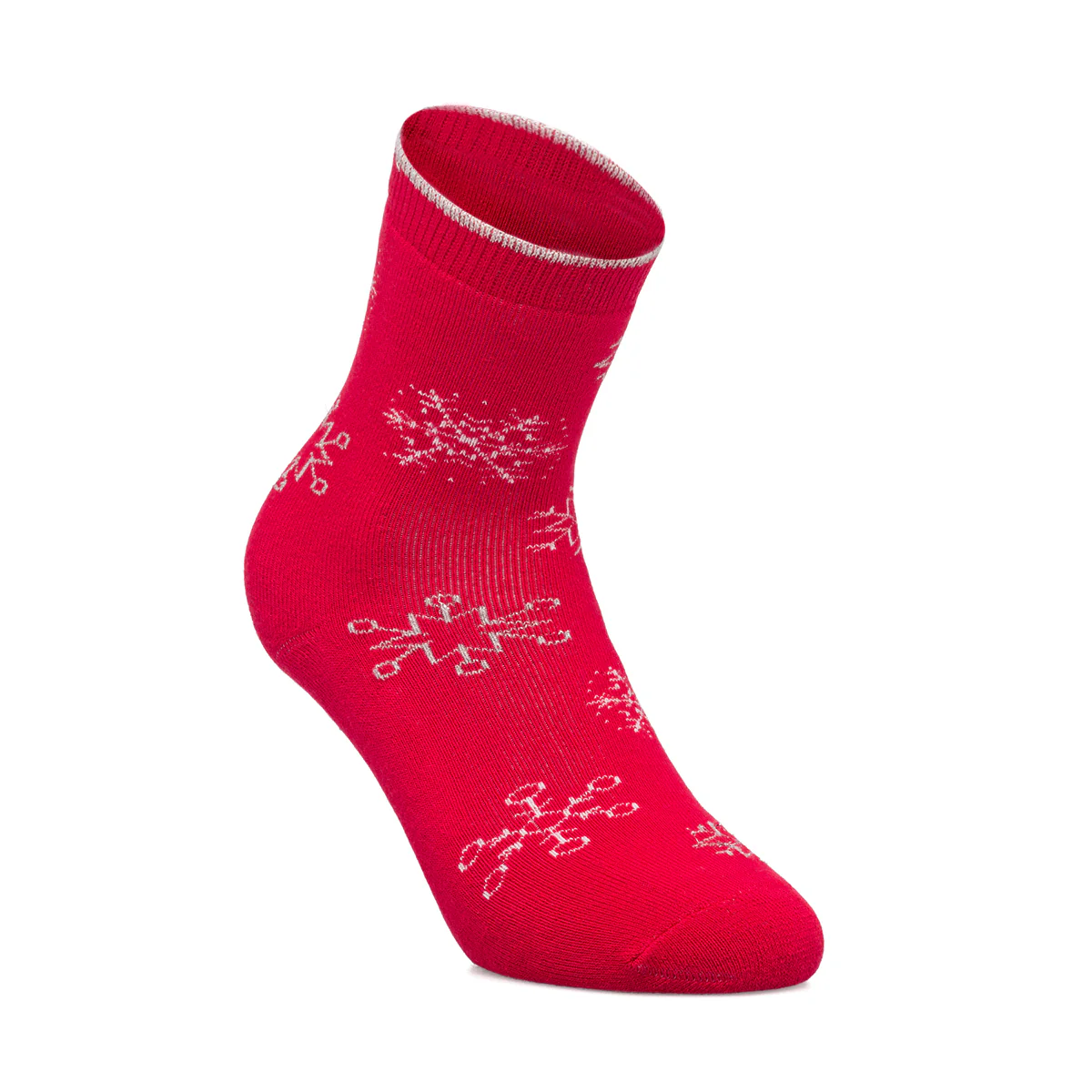 Set da 2 paia di calzini antiscivolo natalizi blu e rossi da donna con ricamo Fiocchi di Neve - Image 3