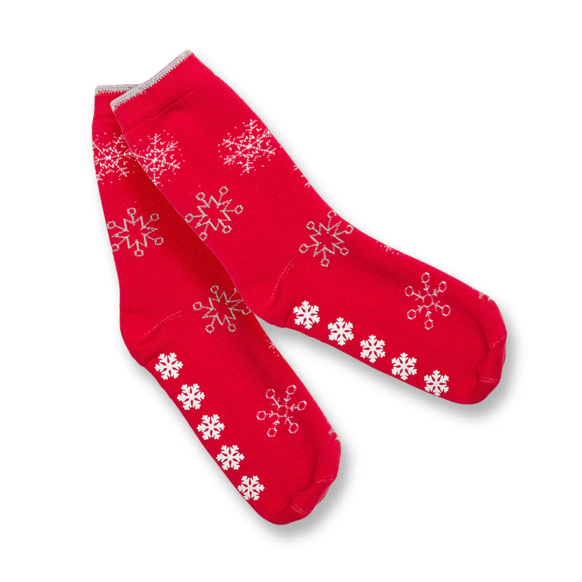 Set da 2 paia di calzini antiscivolo natalizi blu e rossi da donna con ricamo Fiocchi di Neve - Image 5