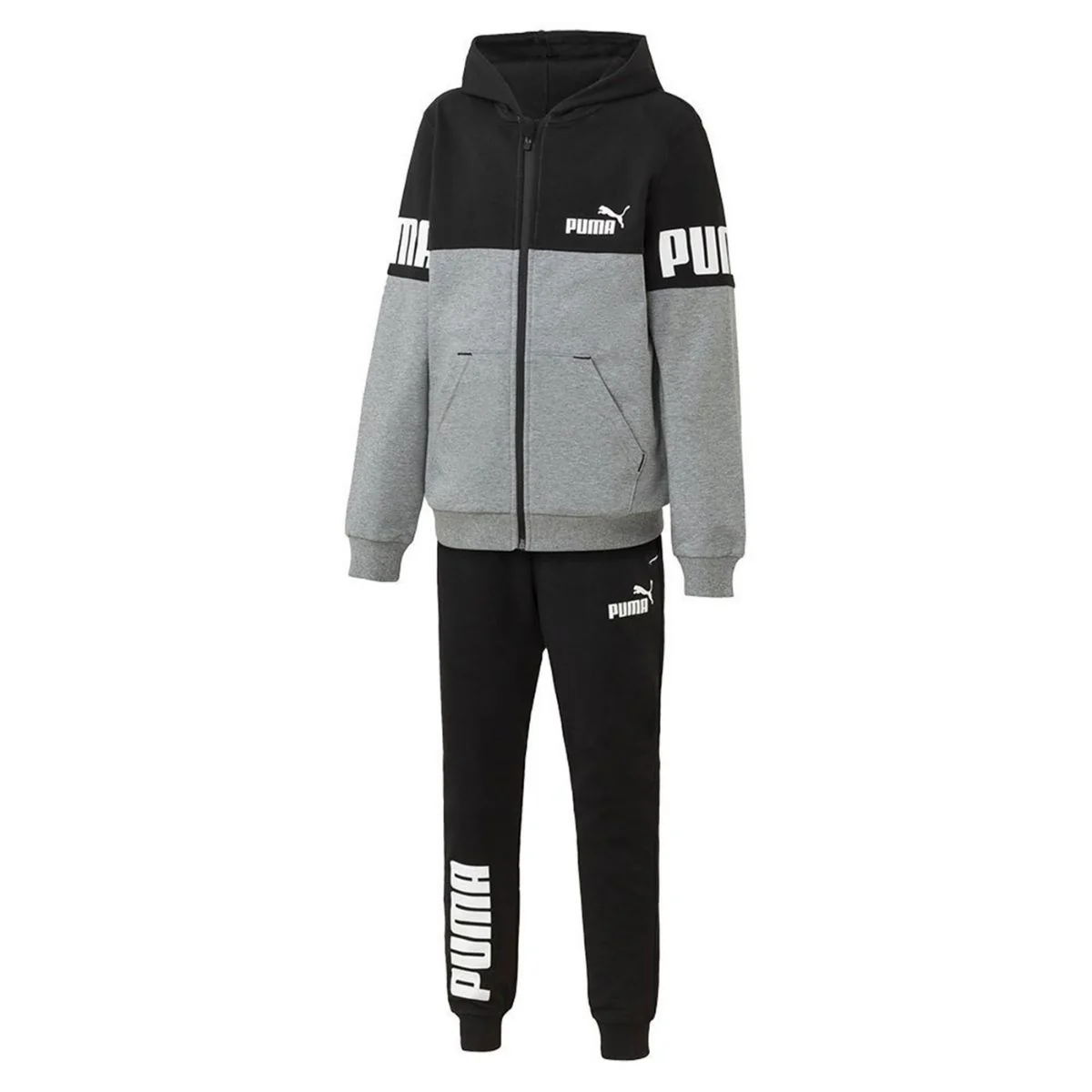 Set da bambino con felpa e pantaloni grigi Puma Power