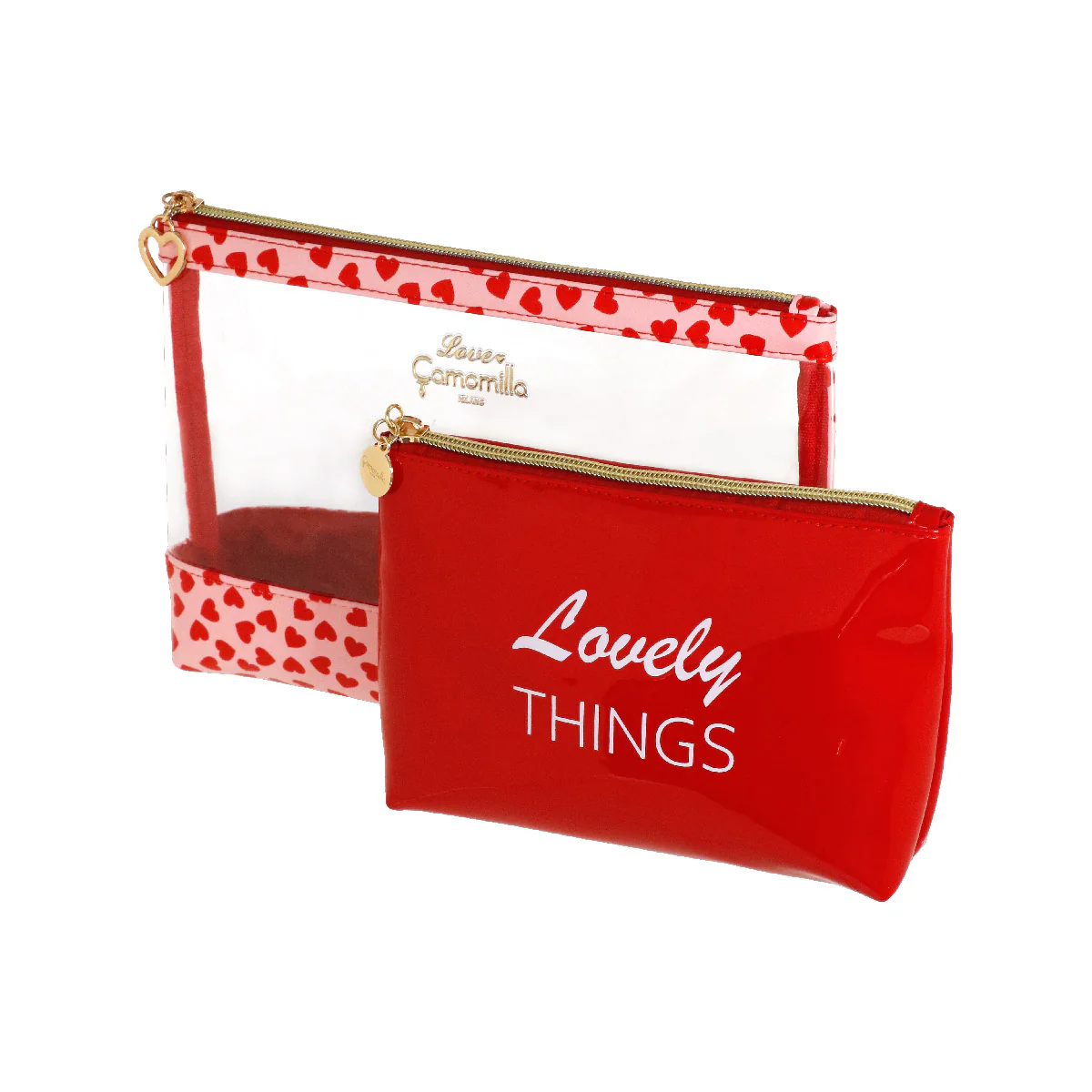 Set due Trousse da Donna rosa con cuori Camomilla Milano - Image 5