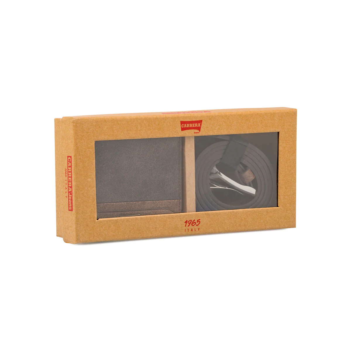 Set regalo uomo Carrera Jeans Portafoglio e cintura marroni con logo - Image 4