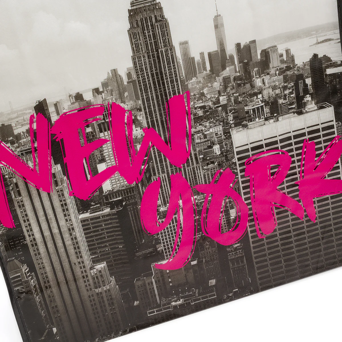 Shopper grande nera con stampa New York e scritta fucsia PittaRosso - Image 3