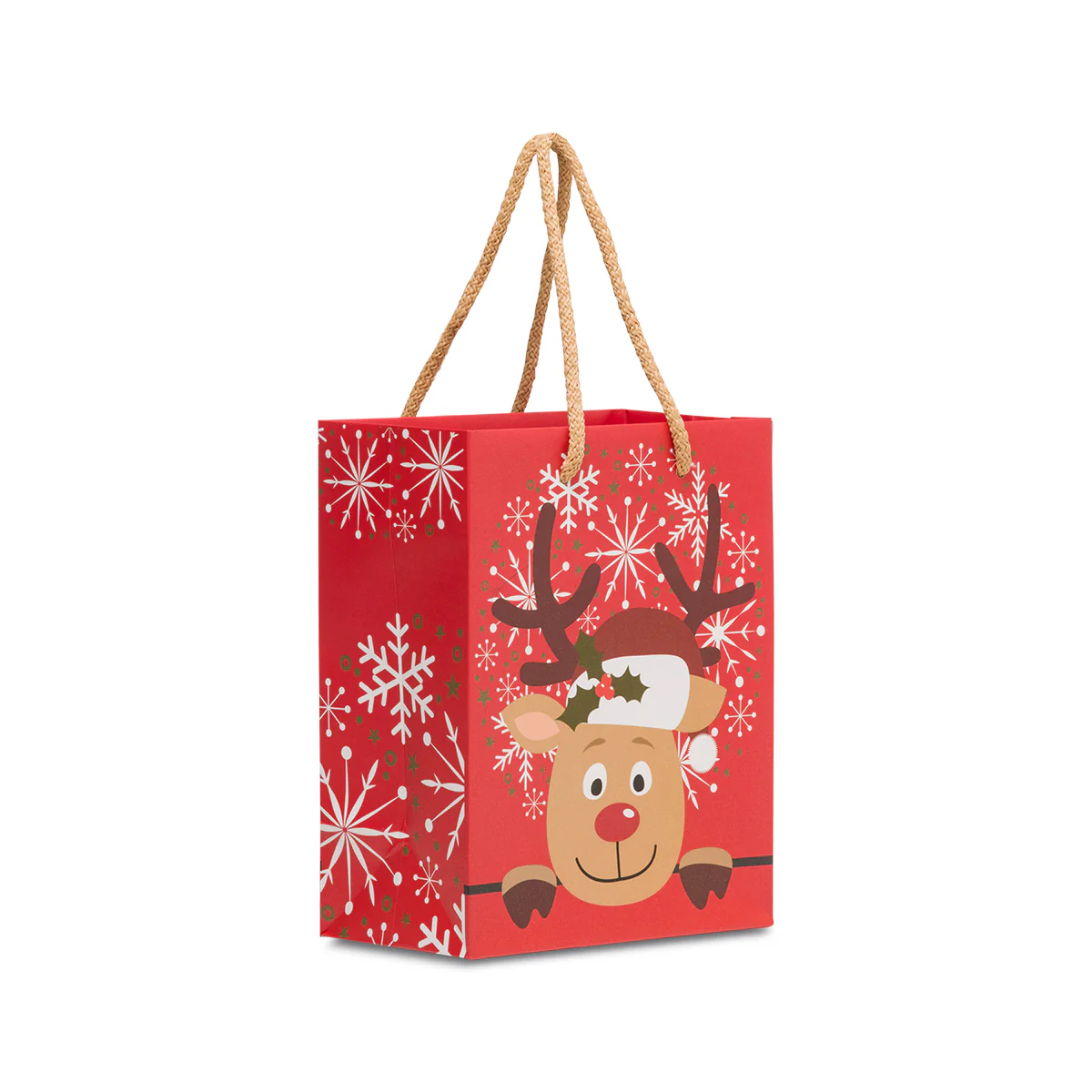 Shopper natalizia rossa piccola in carta - Image 2