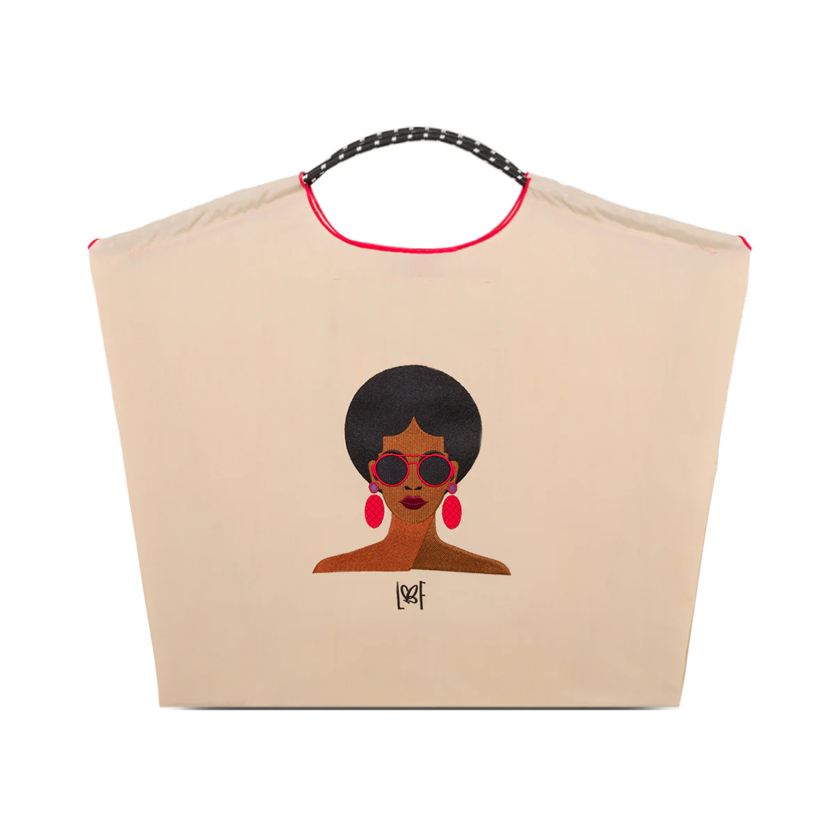 Shopping Bag Korean beige in tessuto con ricamo Lora Ferres - Image 2