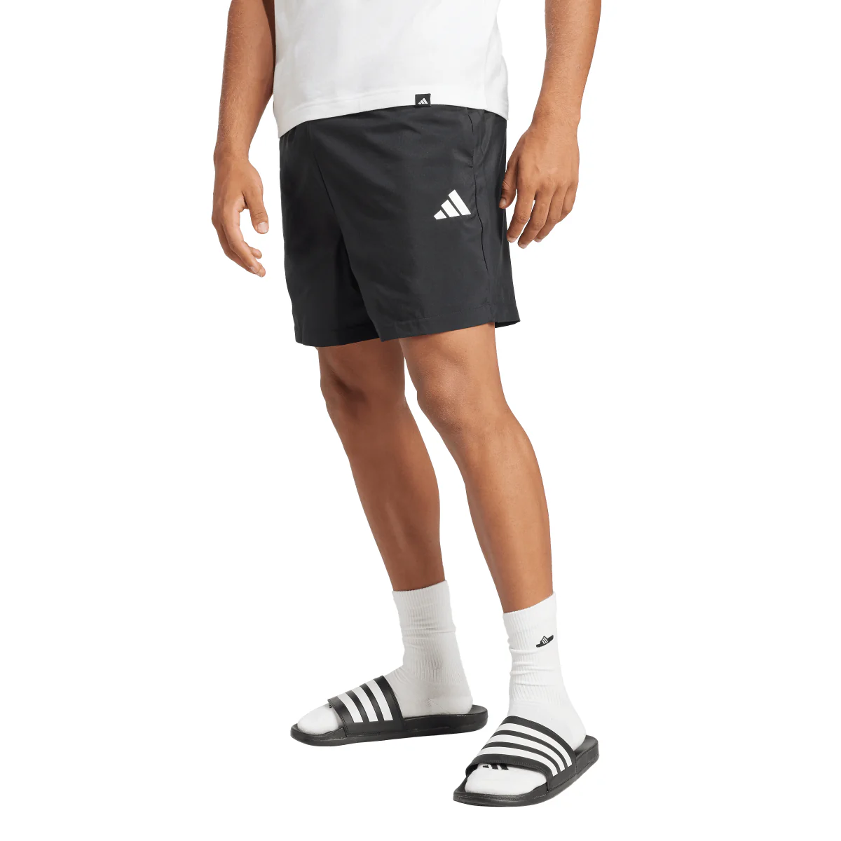 Shorts neri da Uomo sportivi con logo e vita elastica adidas