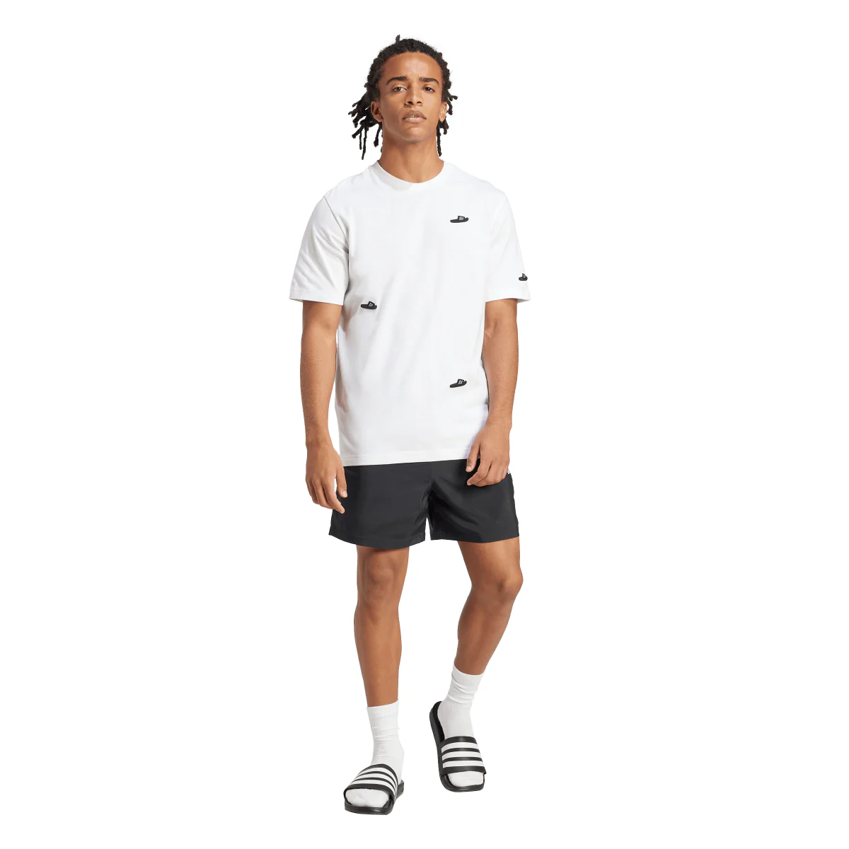 Shorts neri da Uomo sportivi con logo e vita elastica adidas - Image 6