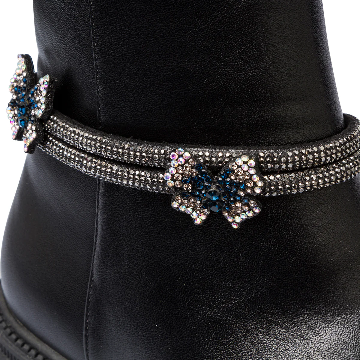 Stivaletti da ragazza neri con strass e fiori Dieci Baci - Image 6