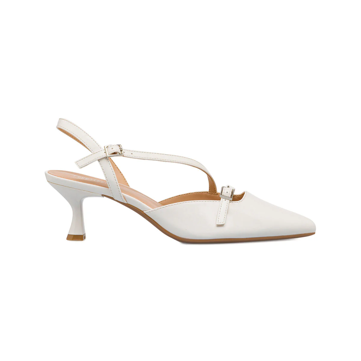 Slingback bianche da Donna con fibbie e tacco a rocchetto 5,5 cm Lora Ferres - Image 4