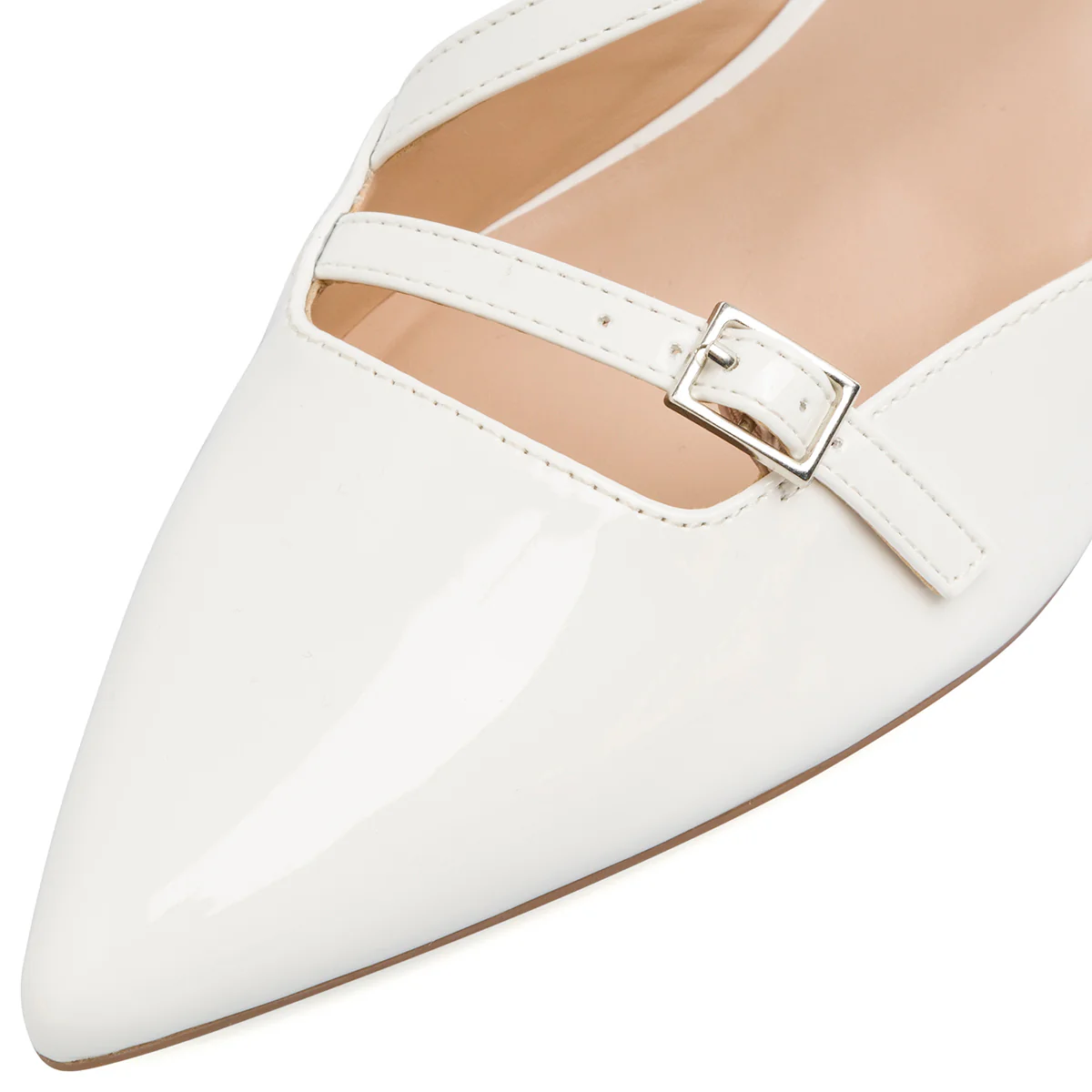 Slingback bianche da Donna con fibbie e tacco a rocchetto 5,5 cm Lora Ferres - Image 9