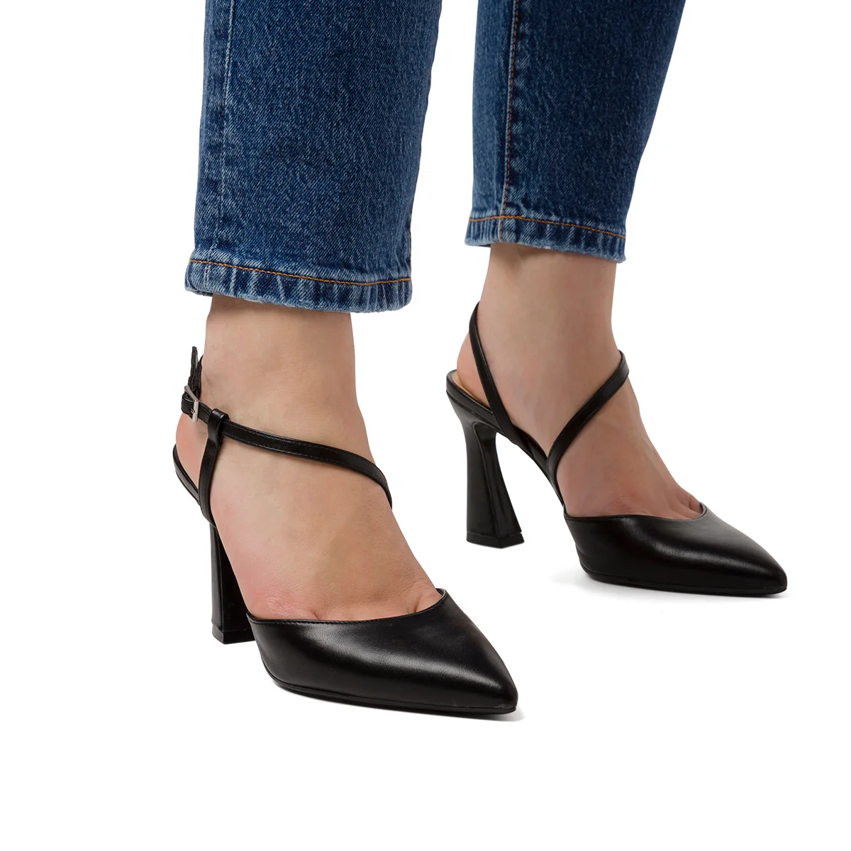 Slingback nere da Donna con cinturino alla caviglia e tacco 8 cm Swish Jeans - Image 2