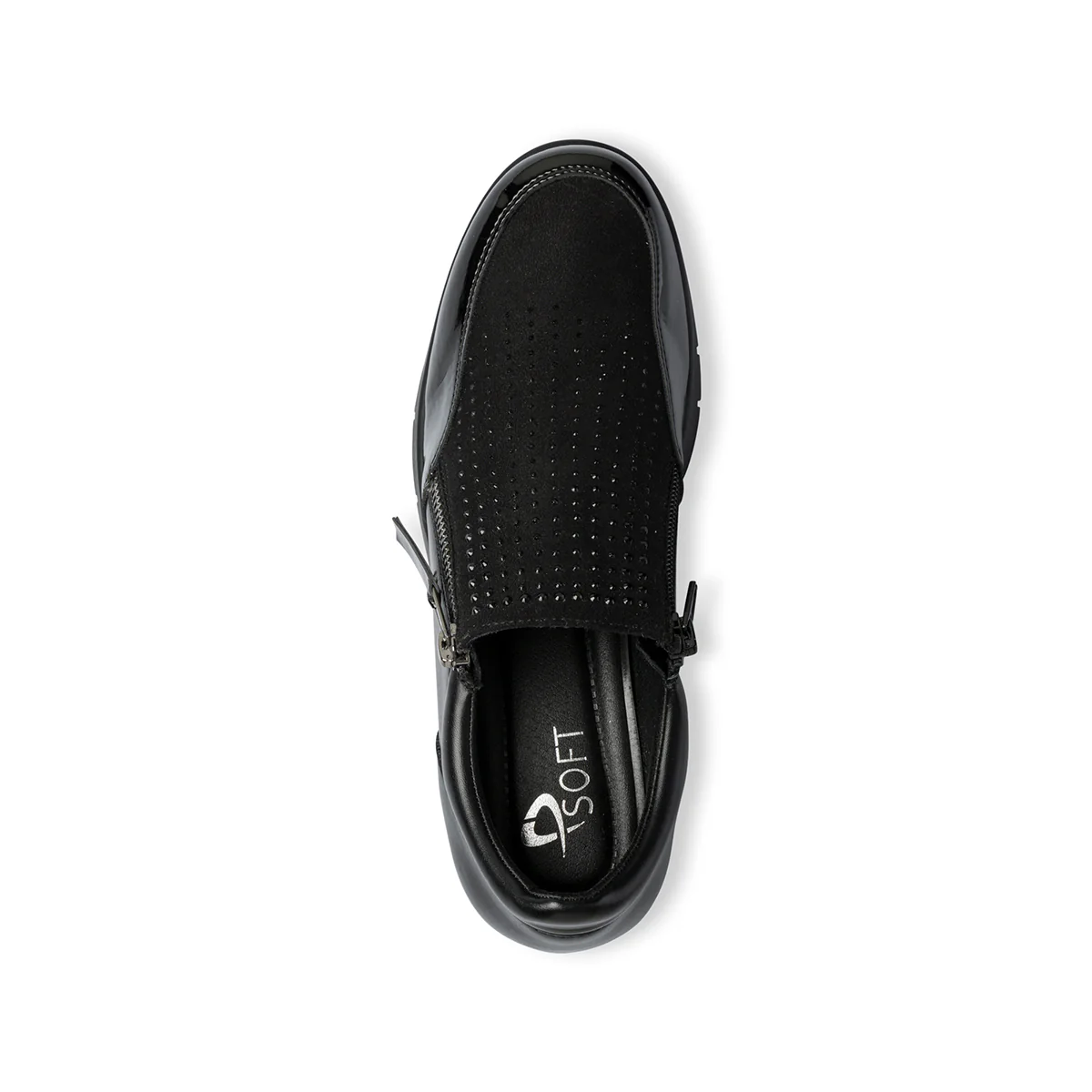 Slip-on comfort nere con zip laterali e strass P Soft - Image 10