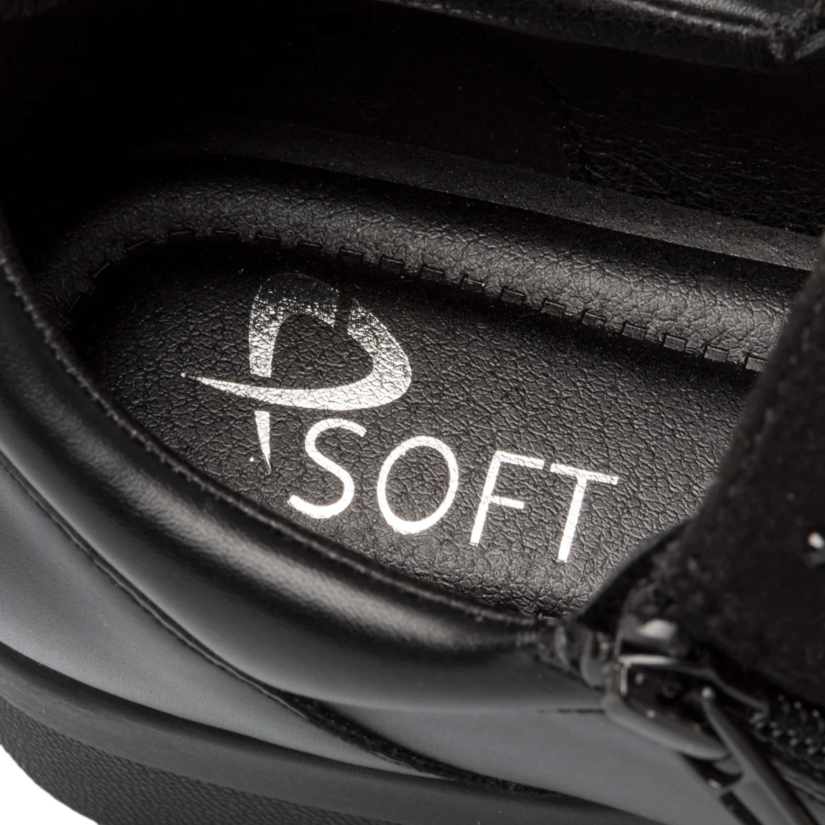 Slip-on comfort nere con zip laterali e strass P Soft - Image 2