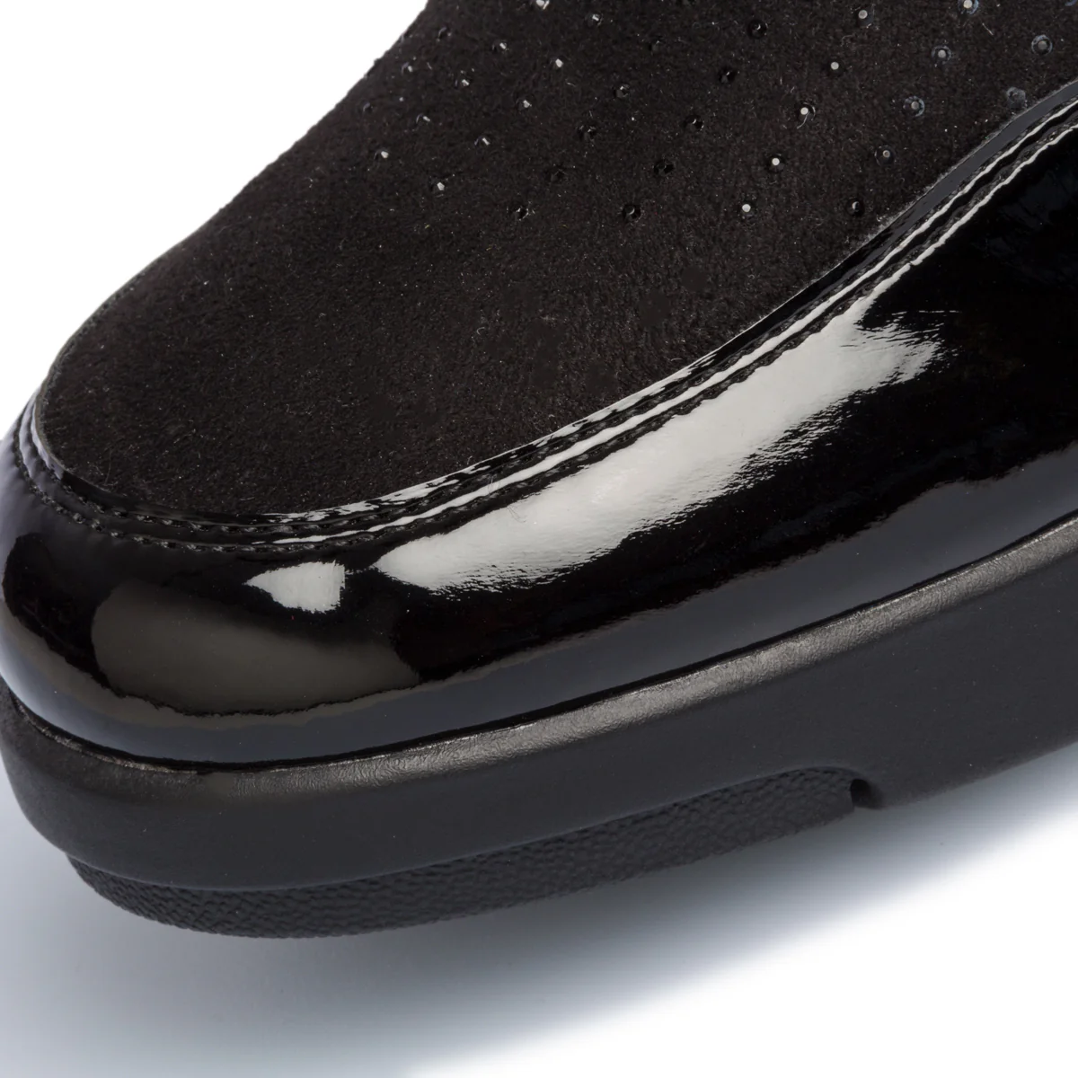 Slip-on comfort nere con zip laterali e strass P Soft - Image 7