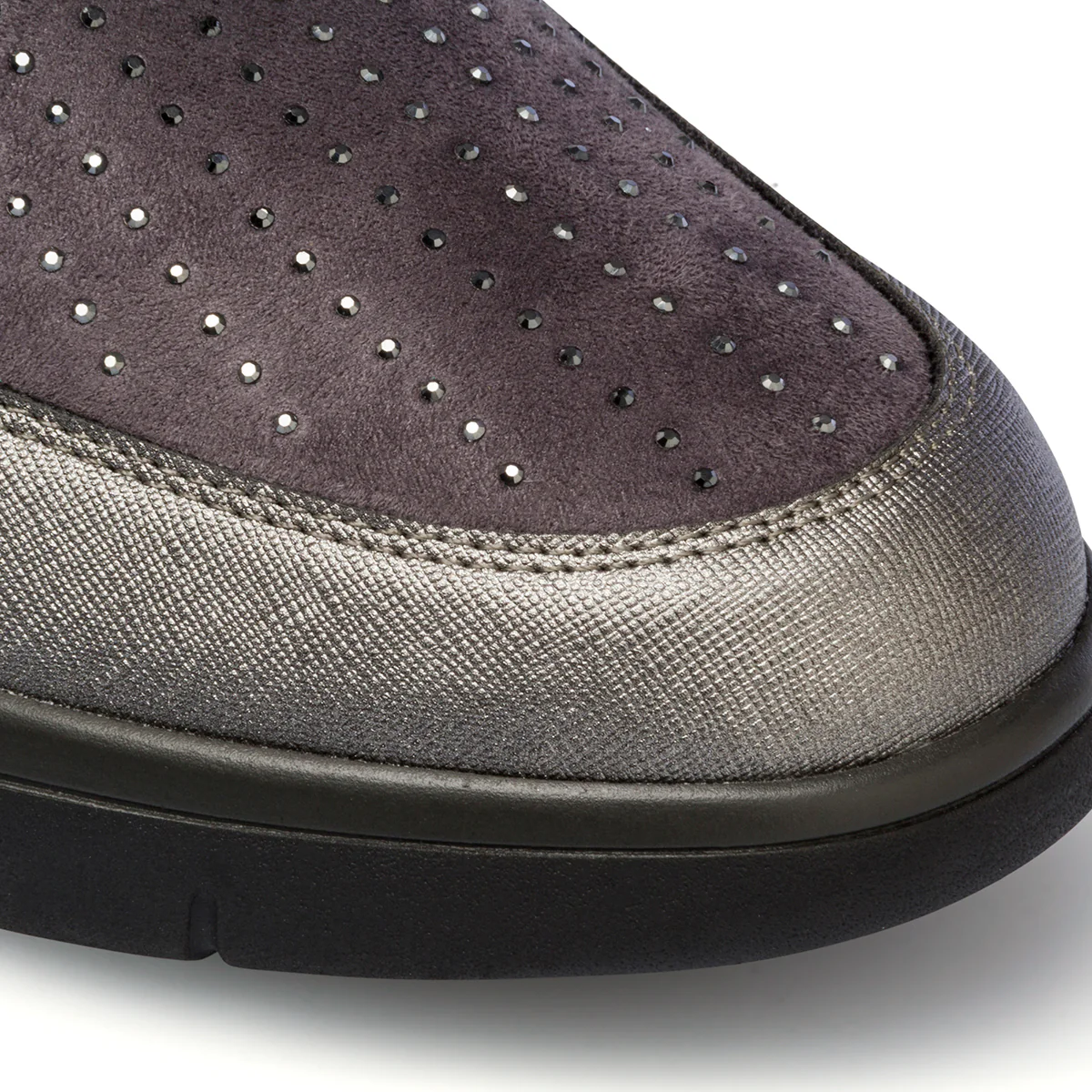 Slip-on grigie da donna con strass P Eco Friendly - Image 7