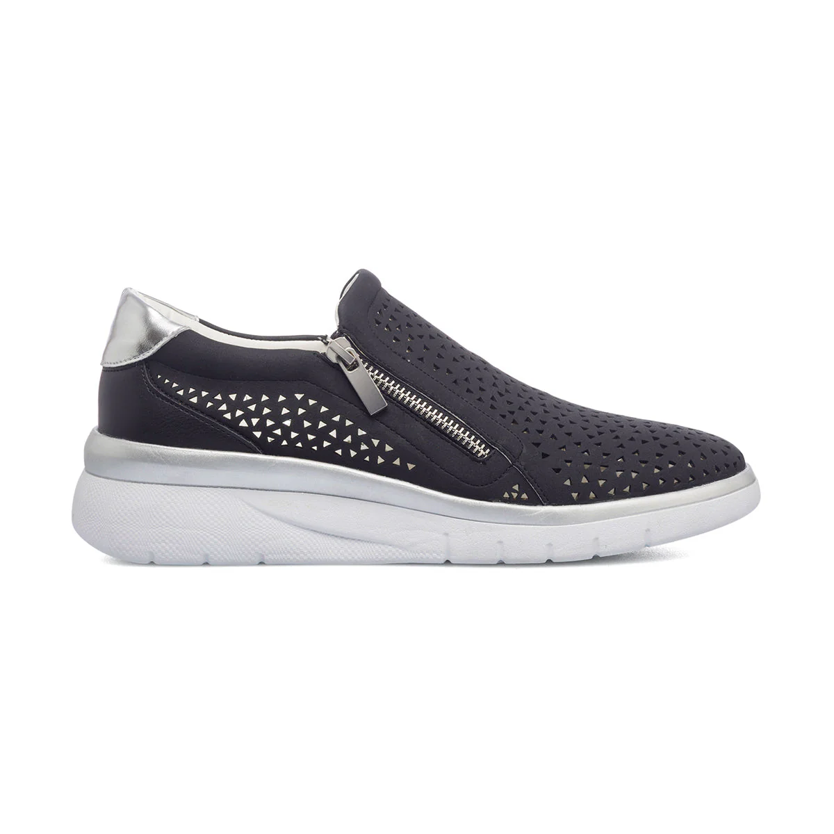 Slip-on nere da donna con zip laterale P Eco Friendly