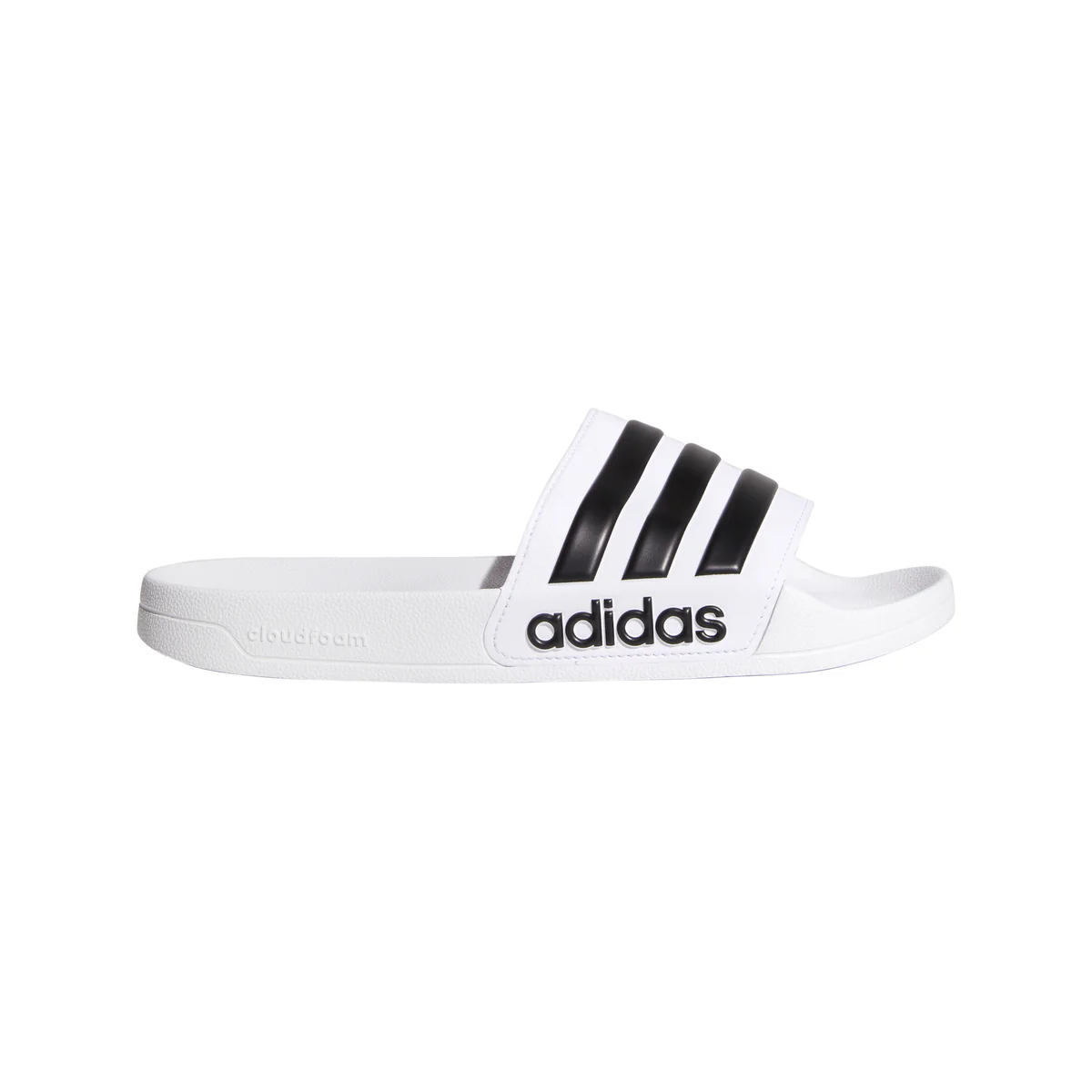 Slippers bianche in gomma con strisce a contrasto adidas Adilette Shower