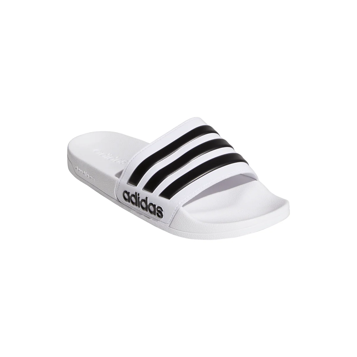 Slippers bianche in gomma con strisce a contrasto adidas Adilette Shower - Image 2