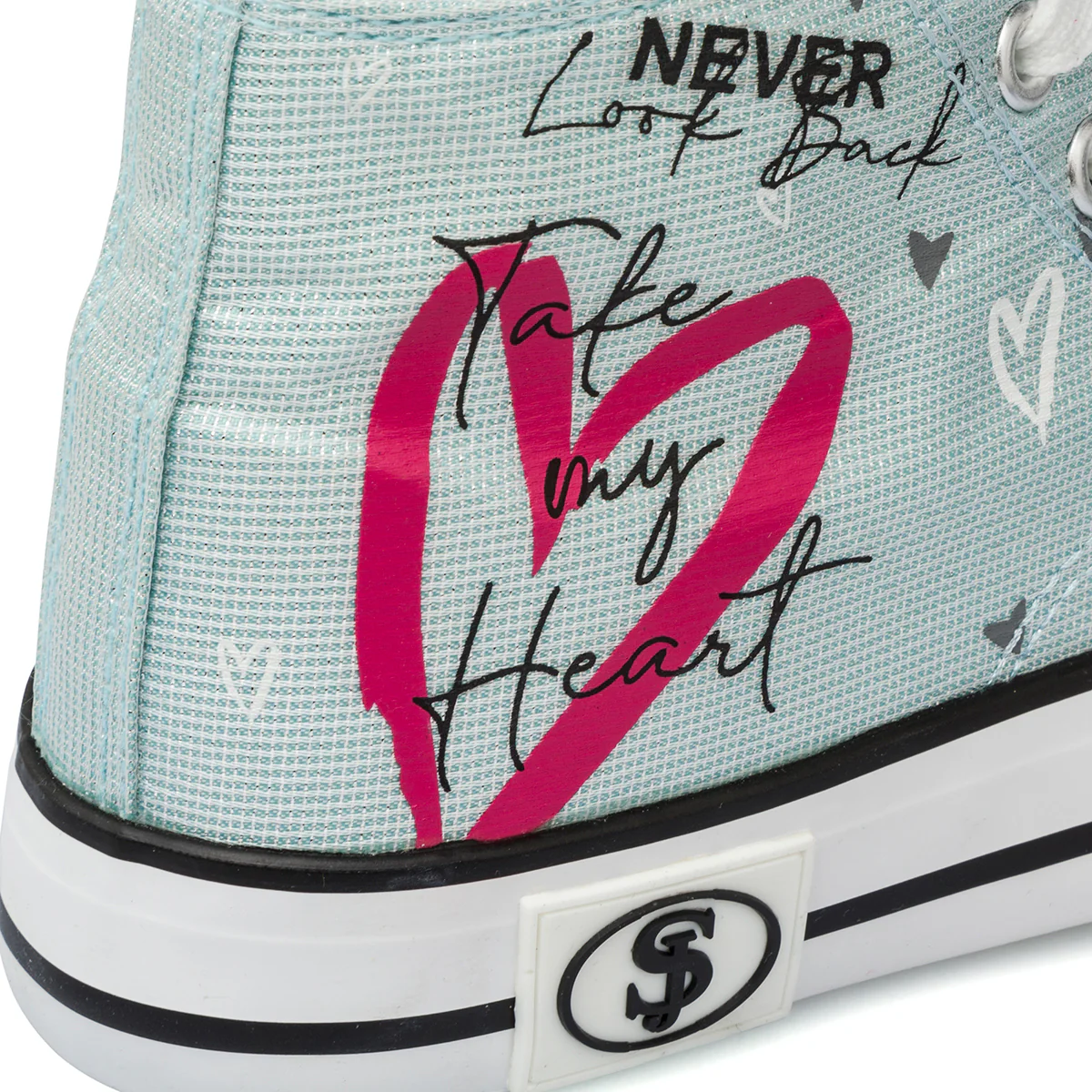 Sneakers alte azzurre da Ragazza con stampa cuore Swish Jeans - Image 3