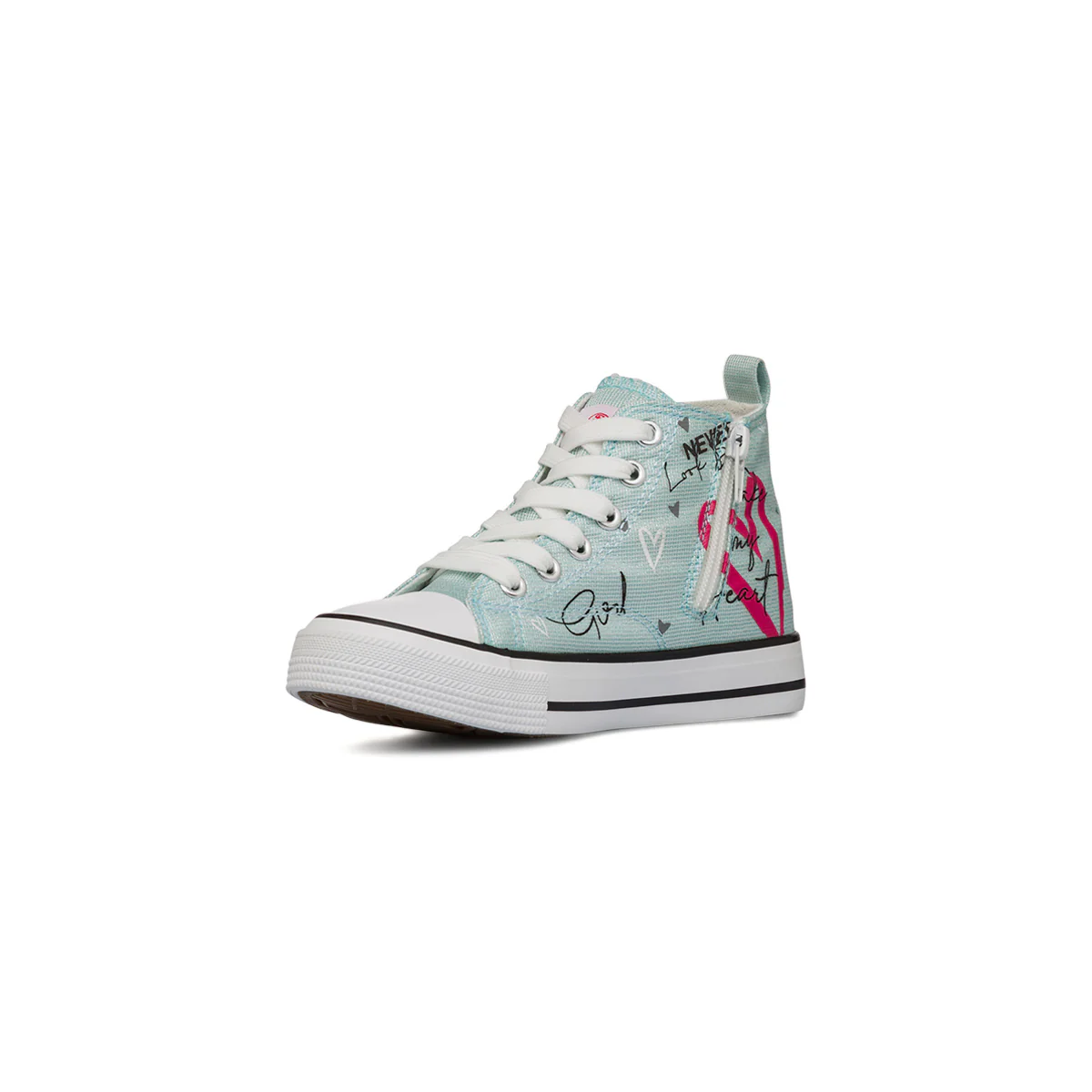 Sneakers alte azzurre da Ragazza con stampa cuore Swish Jeans - Image 4