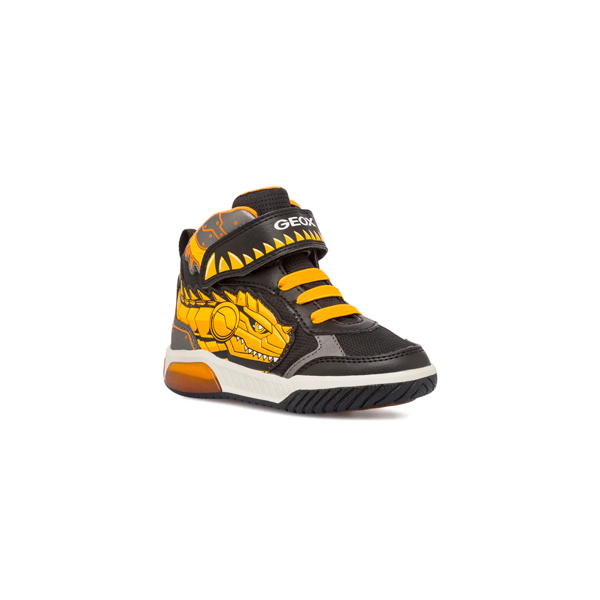 Sneakers alte bambino nere e gialle con luci Geox - Image 2