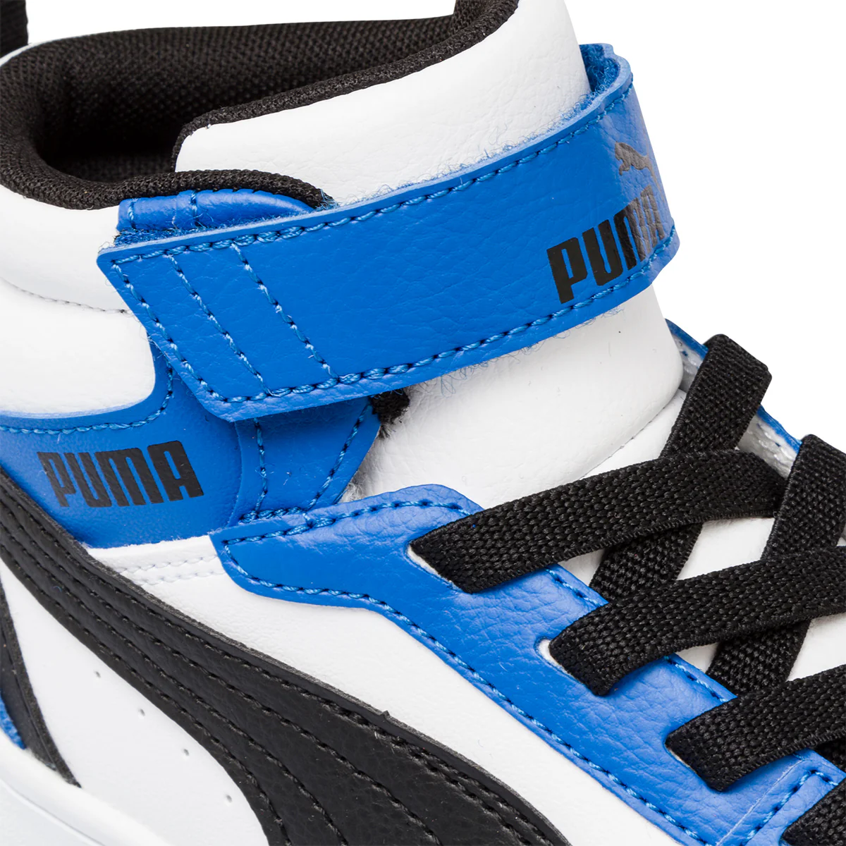 Sneakers alte bianche, blu e nere da bambino Puma Rebound v6 Mid AC+ PS - Image 7